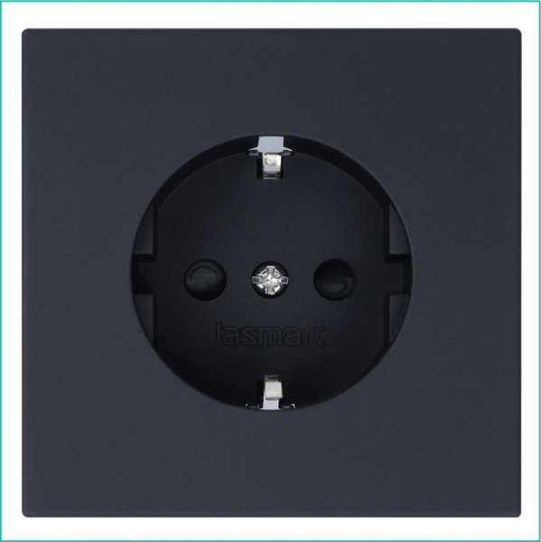 Розетка 1-м СП FD Shuko 16А IP20 с заземл. защ. шторки механизм черн. матов. soft touch Jasmart FD5501PBM