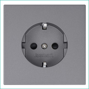 Розетка 1-м СП FD Shuko 16А IP20 с заземл. защ. шторки механизм никель Jasmart FD5501NI