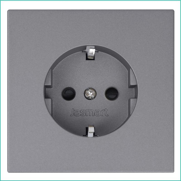 Розетка 1-м СП FD Shuko 16А IP20 с заземл. защ. шторки механизм никель Jasmart FD5501NI