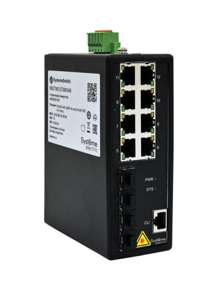 Коммутатор промышленный управляемый Ethernet L2+ 8х10/100/1000BaseT 4х1000BaseX SFP SE NSETM212T08X04B