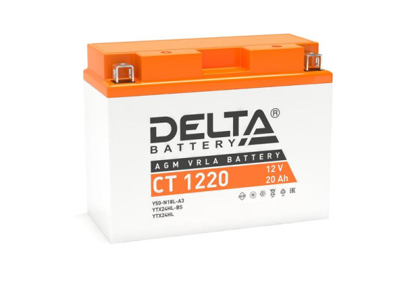 Аккумулятор стартерный 12В 20А.ч CT 1220 Delta 3401010030023