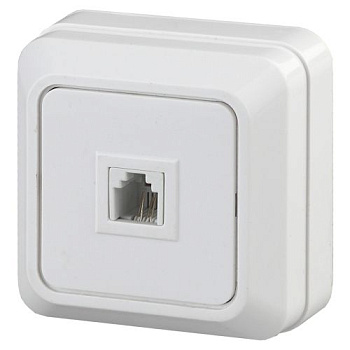 Розетка телефонная 1-м ОП Quadro 2-302-01 RJ11 IP20 бел. Intro Б0027661