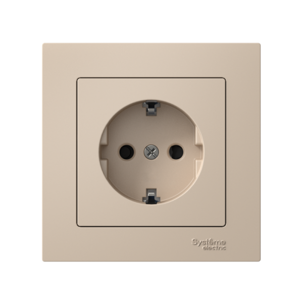 Розетка AtlasDesign 16А с заземл. защ. шторки быстрозажим. клем. в сборе песочн. SE ATN001244S