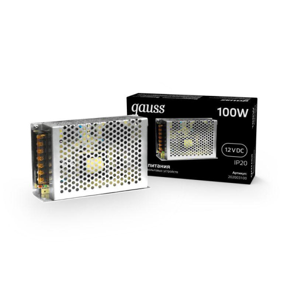 Блок питания для светодиод. ленты Black 100Вт 12В IP20 (драйвер) GAUSS 202003100