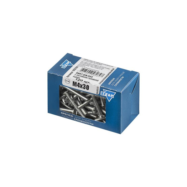 Винт с потайной головкой М4х30 DIN 965 оцинк. (уп.120шт) Tech-Krep/Zitar 105236