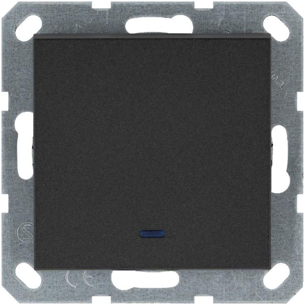 Переключатель проходной 1-кл. 10А IP20 с подсветкой механизм антрацит Jasmart G3012NB