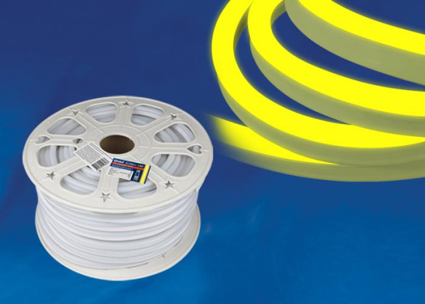 Лента светодиодная ULS-N21-2835-120LED/m-8mm-IP67-220V-8W/m-50M-YELLOW NEON 120LED/м желт. 8Вт/м IP67 220 8мм гибкая герметичная (уп.50м) Uniel UL-00003769