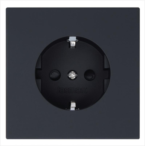 Розетка 1-м СП FD Shuko 16А IP20 с заземл. защ. шторки механизм черн. матов. soft touch Jasmart FD5501PBM