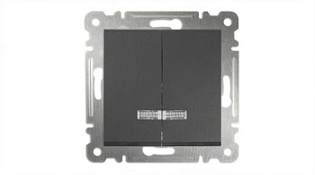 Выключатель 2-кл. СП Karea 10А IP20 с подсветкой механизм дым. металлик Makel 57050023