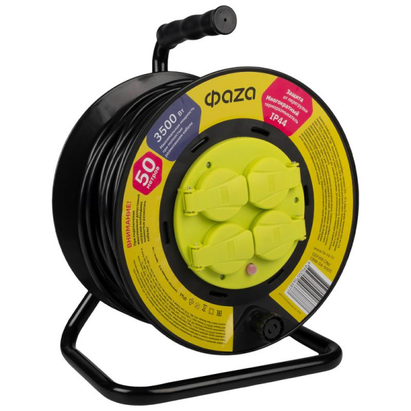 Удлинитель на катушке 4х50м с заземл. IP44 CRW-04-5000 ФАZА 5063877