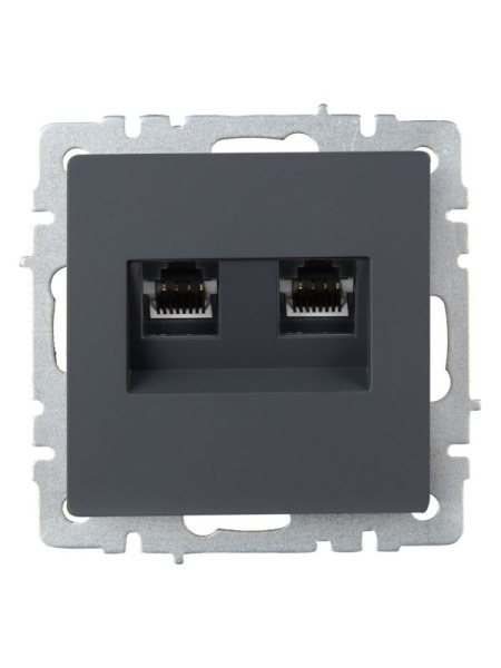 Розетка компьютерная двойн. СП RJ45 кат.6 BRITE РК11-2-БрГ механизм графит IEK BR-K20-2-K53