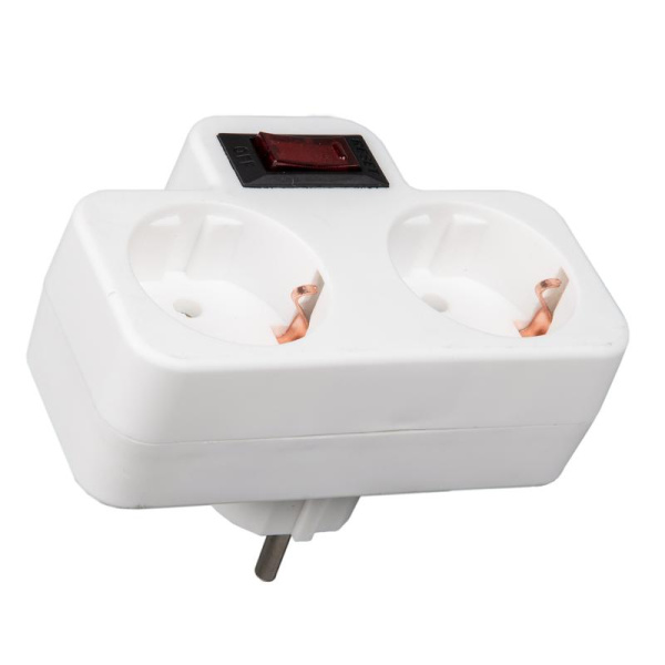 Разветвитель сетевой с выкл. S-GES2-16PB WHITE с/з 2 гнезда 16А 3500Вт бел. Uniel UL-00011243