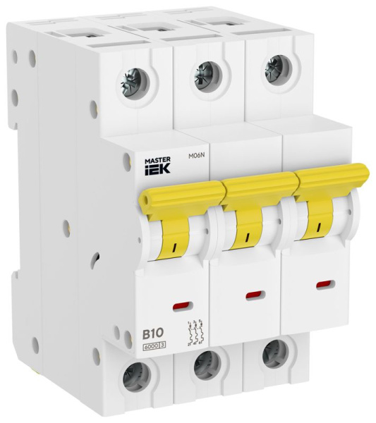 Выключатель автоматический M06N 3P B 10А MASTER IEK MI-M06N-3-B010