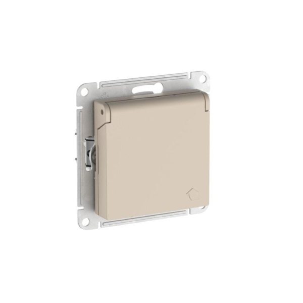 Розетка AtlasDesign 16А IP20 с заземл. защ. шторки с крышкой быстрозажим. клем. механизм песочн. SE ATN001246S