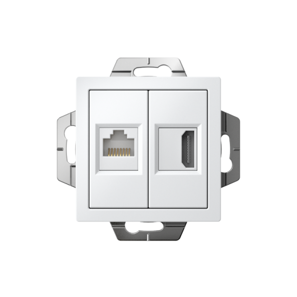 Розетка 2-м СП AtlasDesign HDMI + RJ45 кат.5E механизм бел. SE ATN000182
