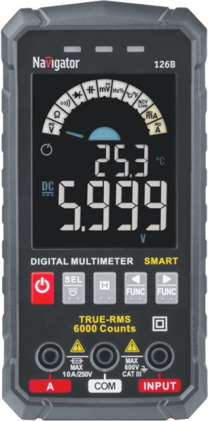 Мультиметр 95 770 NMT-Mm-126B True RMS Smart цветной дисплей Navigator 95770
