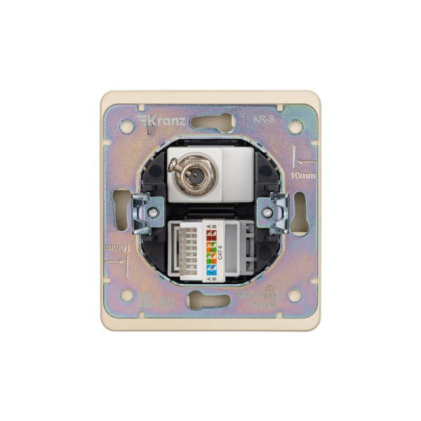 Розетка ROUND компьютерная RJ45 кат6 + TV с/у шелк Kranz KR-78-0722-7