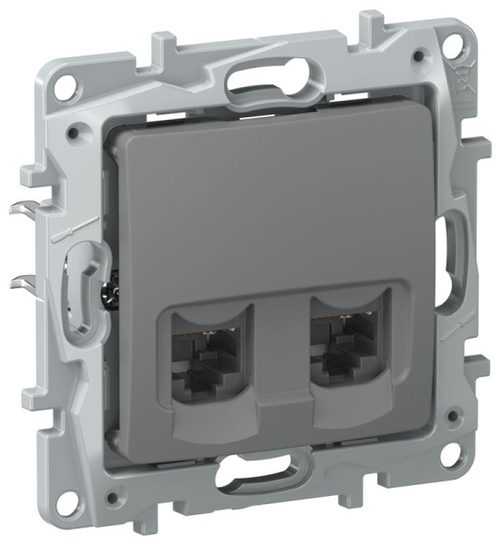 Розетка компьютерная двойная RJ45 кат. 5Е UTP мокрый асфальт IEKETIKA IEK 6715551