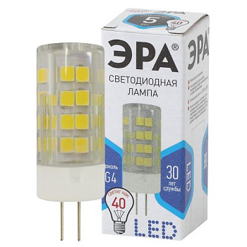 Лампа светодиодная JC-5w-220V-corn ceramics-840-G4 400лм ЭРА Б0027858