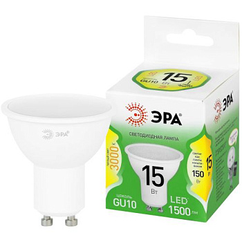 Лампа светодиодная GREEN LINE LED MR16-15W-830-GU10 GL 15Вт софит 3000К тепл. свет GU10 220-240В Эра Б0070070