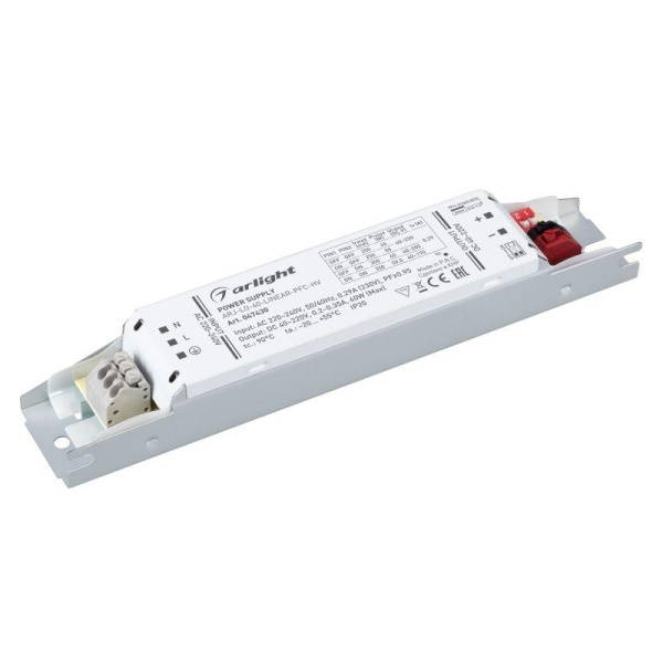 Блок питания ARJ-LG-60-LINEAR-PFC-HV 60Вт 40-220В 0.2-0.35А IP20 металл Arlight 047430