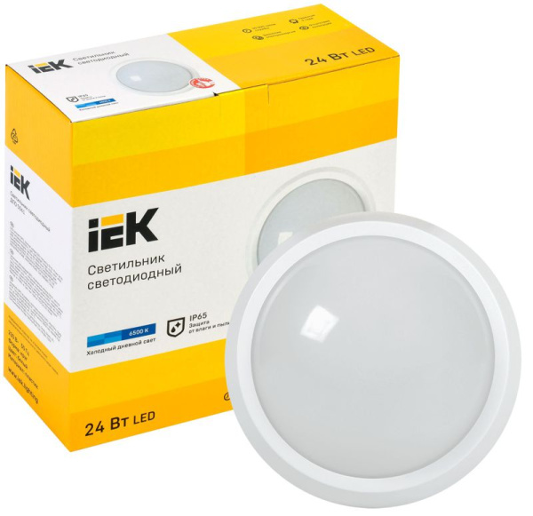 Светильник светодиодный ДПО 5051 18Вт 6500К IP65 круг бел. IEK LDPO0-5051-18-6500-K01