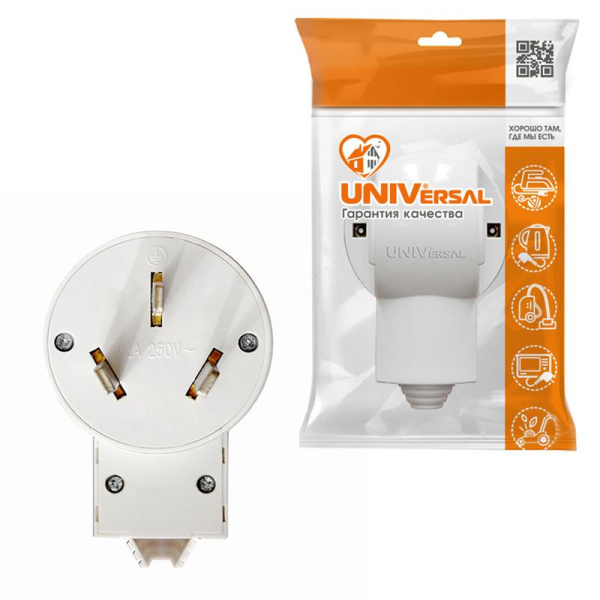 Вилка для плиты 2P+E 32А 250В бел. Universal 5311
