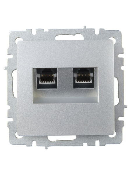 Розетка компьютерная двойн. СП RJ45 кат.5E BRITE РК10-2-БрА механизм алюм. IEK BR-K20-1-K47