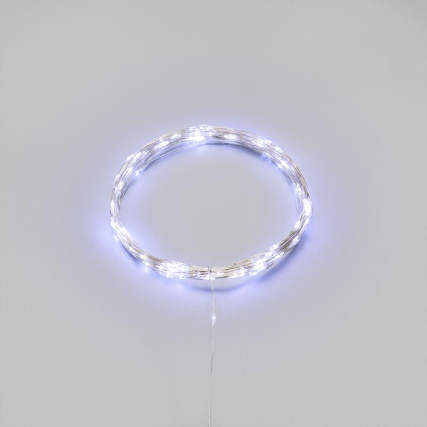 Гирлянда светодиодная "Роса" 10м 100 LED бел. IP20 3хАА (в комплект не входят) Neon-Night 302-075