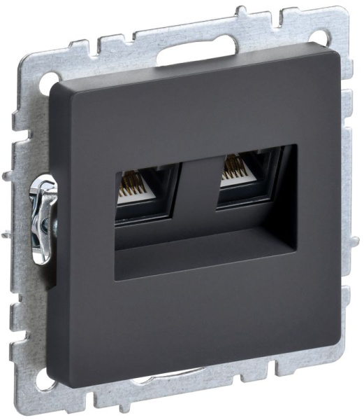 Розетка компьютерная двойн. СП RJ45 кат.6 BRITE РК11-2-БрГ механизм графит IEK BR-K20-2-K53