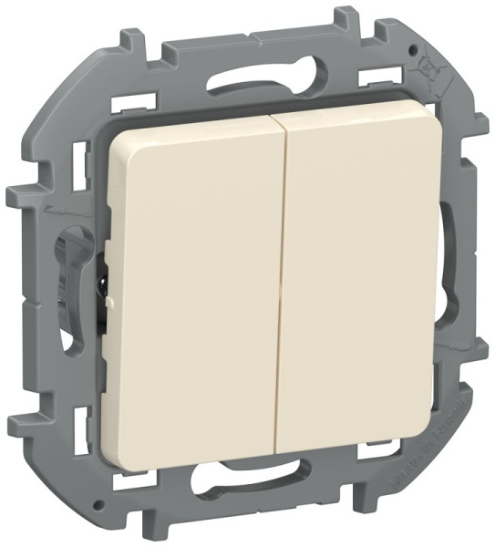 Выключатель 2-кл. 1п 1мод. IEKINSPIRIA 10А IP20 сх5 10АХ безвинтов. крепл. сл. кость IEK 6736211