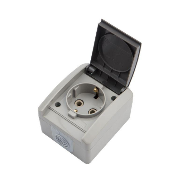 Розетка 1-м ОП INDUSTRIAL IP54 с заземл. сер. Kranz KR-78-0611