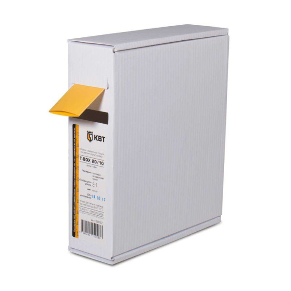 Трубка термоусадочная в евро боксе T-BOX 20/10 зел. (уп.10м) КВТ 65639