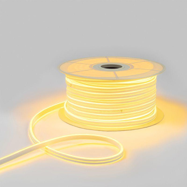 Шнур светодиодный гибкий неон SMD 8х16мм 120LED/м двустор. желт. (уп.100м) (с комплектом подкл.) Neon-Night 131-091