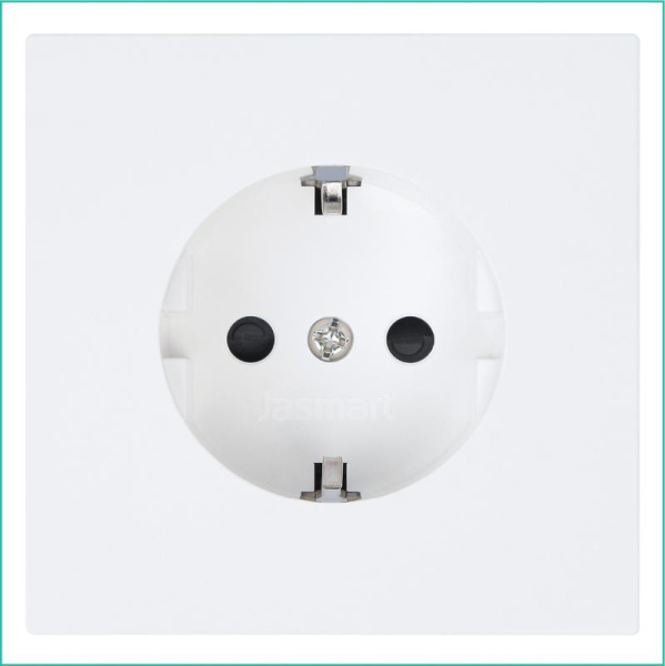 Розетка 1-м СП FD Shuko 16А IP20 с заземл. защ. шторки механизм бел. матов. soft touch Jasmart FD5501PWM