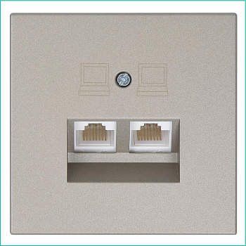 Розетка компьютерная 2-м СП RJ45 FD кат.5E с накладкой механизм бронза Jasmart FD6106BR