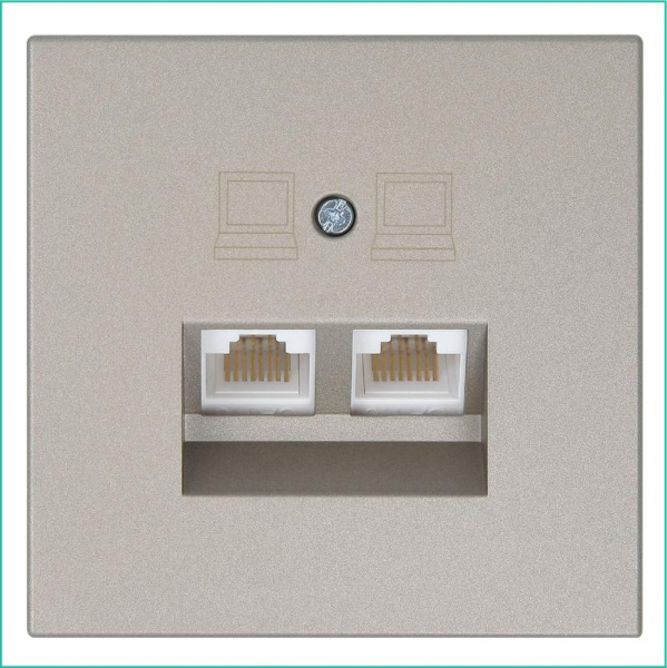 Розетка компьютерная 2-м СП RJ45 FD кат.5E с накладкой механизм бронза Jasmart FD6106BR