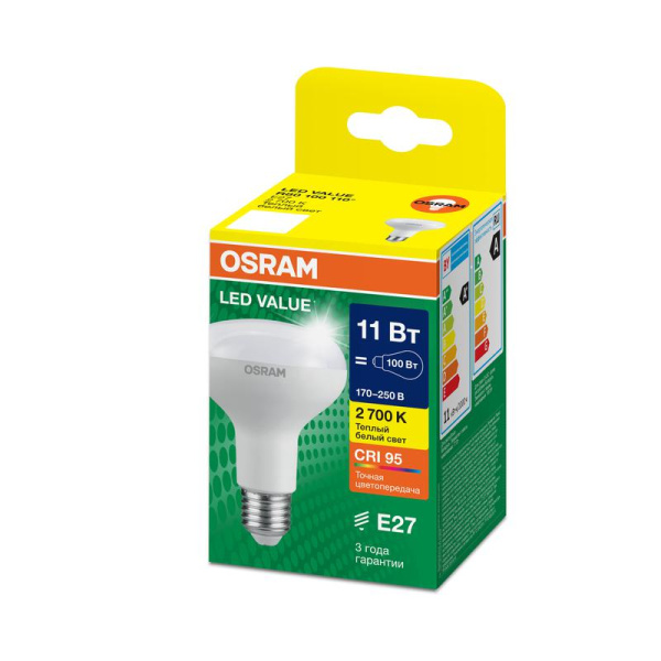 Лампа светодиодная LED G4 Value LVR80100 11W/927 CRI95 11Вт 2700К 1100лм грибовидная матов. E27 170-250В OSRAM 4610590511761