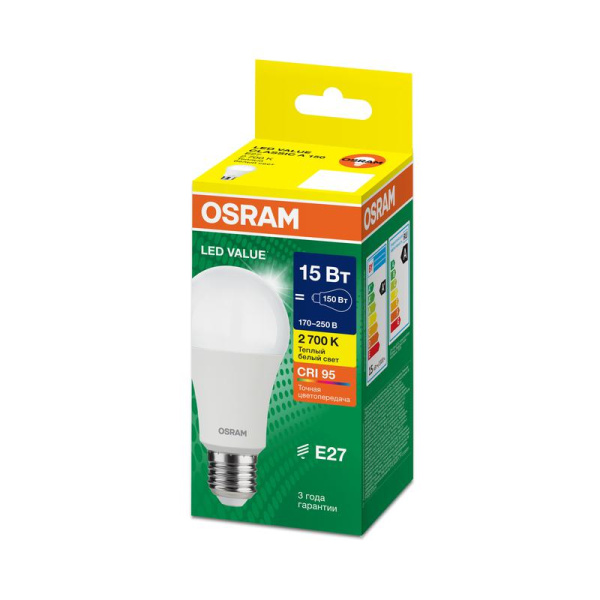 Лампа светодиодная LED G4 Value LVCLA150 15W/927 CRI95 15Вт 2700К 1500лм грушевидная матов. E27 170-250В OSRAM 4058075579095