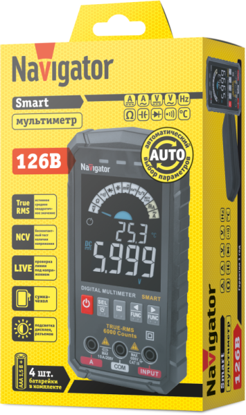 Мультиметр 95 770 NMT-Mm-126B True RMS Smart цветной дисплей Navigator 95770