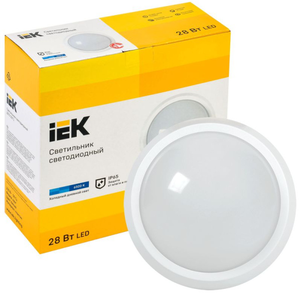 Светильник светодиодный ДПО 5071 28Вт 6500К IP65 круг бел. IEK LDPO0-5071-28-6500-K01