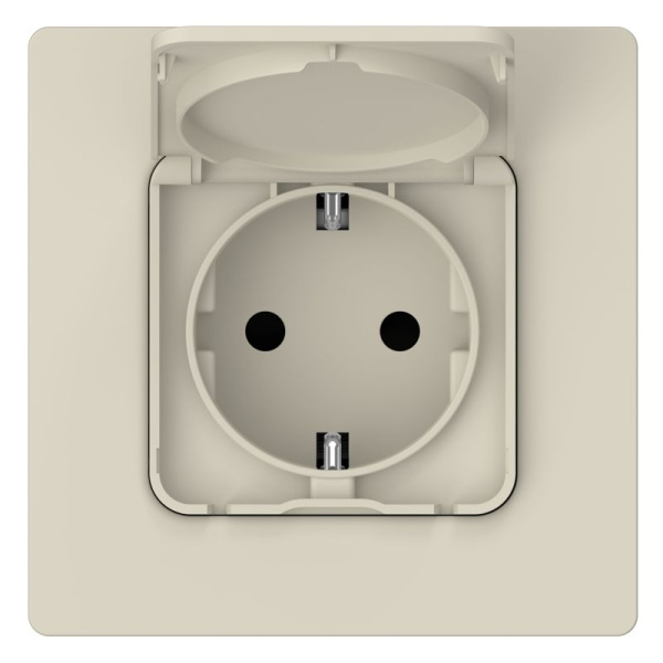 Розетка СП FLITE РСшкр11-1-44-ФлСл 16А IP44 с заземл. с защ. шторками и крышкой безвинтовое крепление механизм сливочный IEK FI-R16-16-1-44-K86