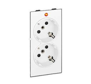 Розетка 2-м СП Simon Connect 16А IP20 250В 2х2P+E с заземл. с индикацией S-модуль механизм бел. Simon S1-9