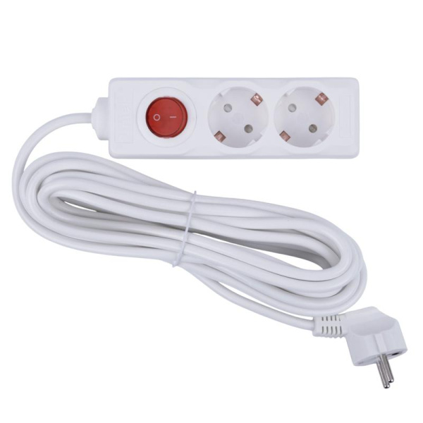 Удлинитель 2х5м с заземл. 16А Ultra S-GCU2-5B WHITE бел. Uniel UL-00010012