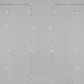 Гирлянда светодиодная занавес 1.5х1.5м 64 LED бел. прозр. ПВХ IP20 свечение с динамикой 220В не соединяется с контроллером Neon-Night 235-405
