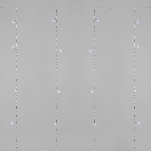 Гирлянда светодиодная занавес 1.5х1.5м 64 LED бел. прозр. ПВХ IP20 свечение с динамикой 220В не соединяется с контроллером Neon-Night 235-405