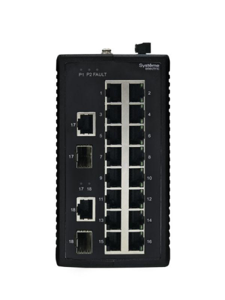 Коммутатор промышленный неуправляемый Ethernet 16х10/100BaseT 2х100/1000BaseX SFP SE NSETU118T16X02A