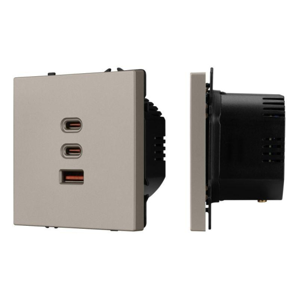 Розетка USB ARL NOBE SCT-MUACC-SFPL-FC-CA 65Вт QC3 тип А+С+С софт-тач кашемир Arlight 061835(1)