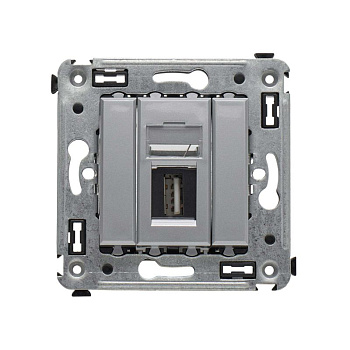 Розетка USB 2.0 1-м СП Avanti "Закаленная сталь" тип А-А DKC 4404403