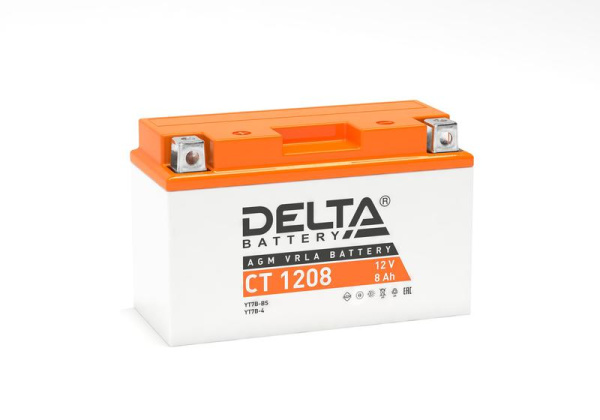 Аккумулятор стартерный 12В 8А.ч CT 1208 Delta 3401010030006